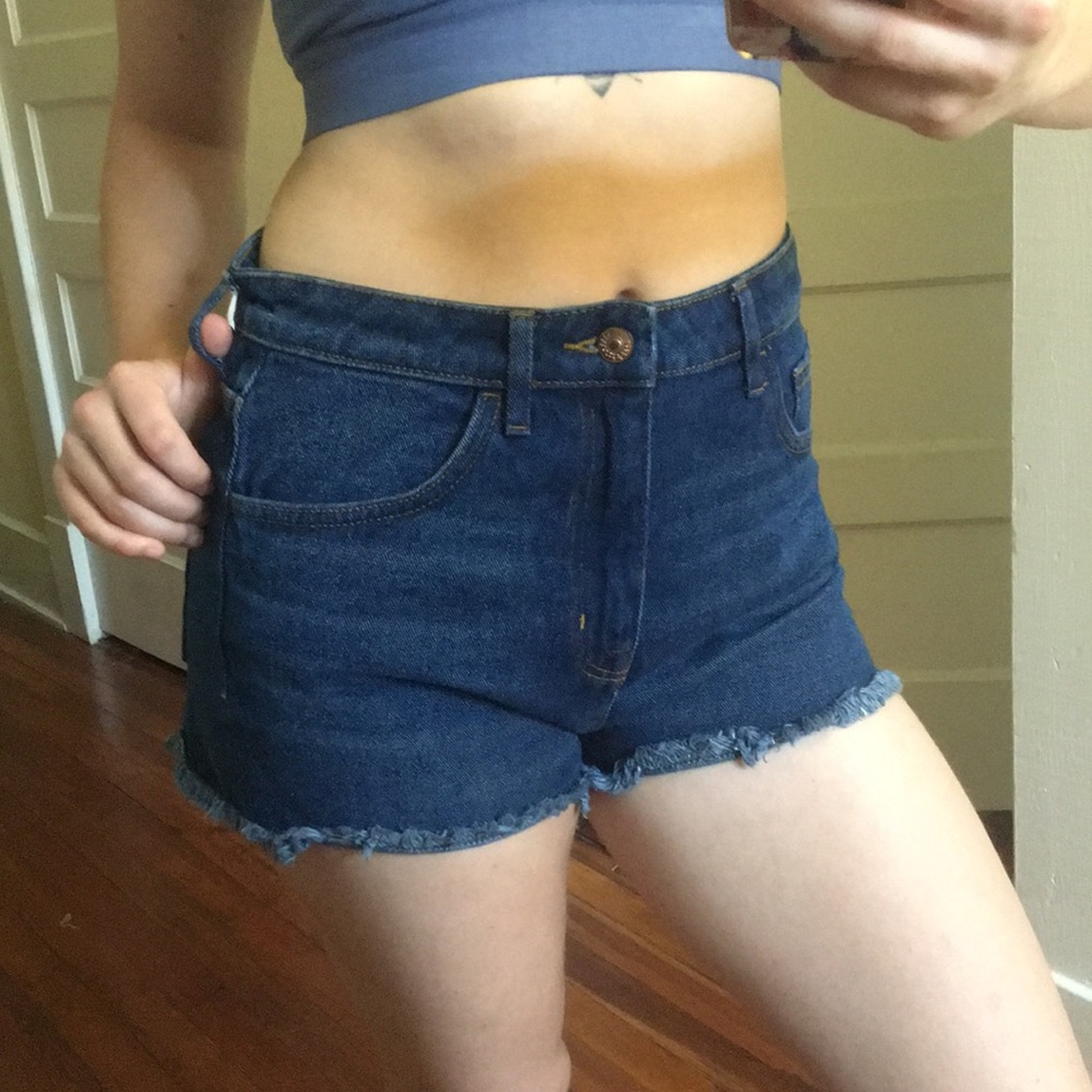 100% Cotton DarkWash HighWaisted Shorts